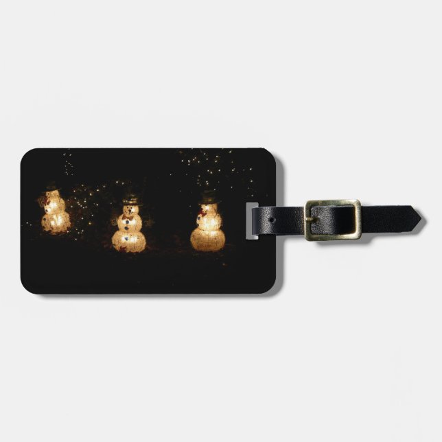 Snowman Holiday Light Display Luggage Tag (Front Horizontal)