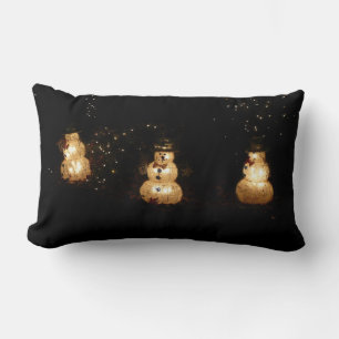 Snowman Holiday Light Display Lumbar Cushion