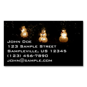 Snowman Holiday Light Display Magnetic Business Card