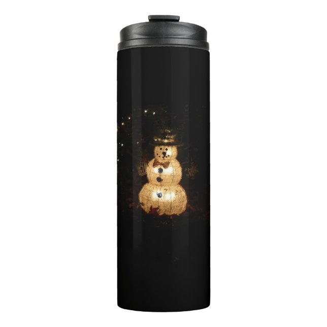 Snowman Holiday Light Display Thermal Tumbler (Front)