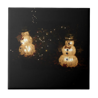 Snowman Holiday Light Display Tile