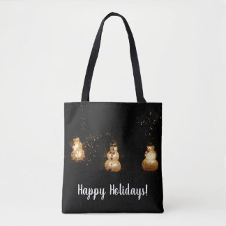 Snowman Holiday Light Display Tote Bag