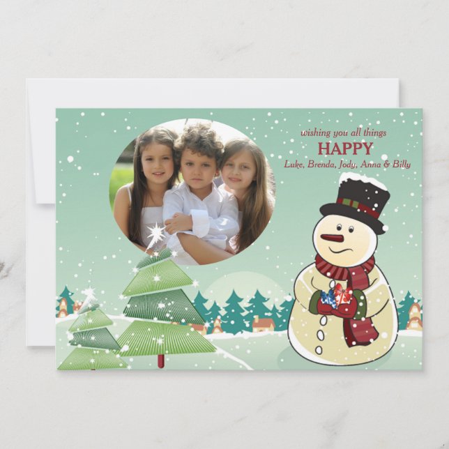 Snowman Holiday Photo Card (Front)