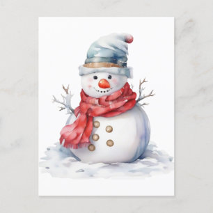 Snowman holiday postcard