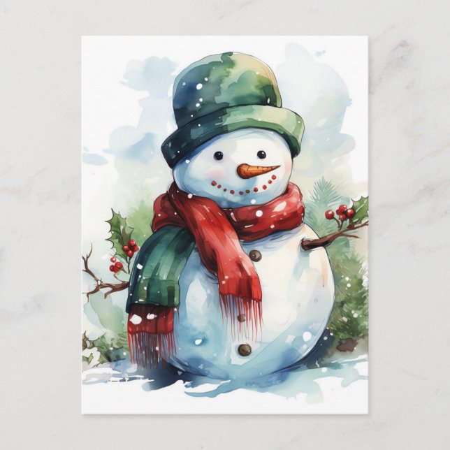 Snowman Holiday Postcard (Front)