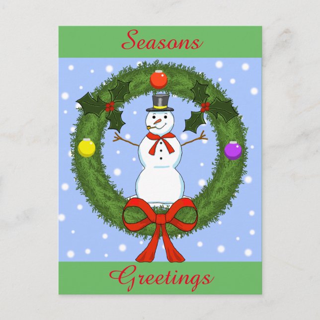 Snowman Holiday Postcard (Customisable) (Front)