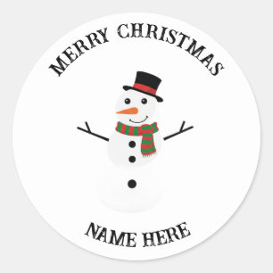Snowman Holiday Sticker   Custom Christmas Gift 