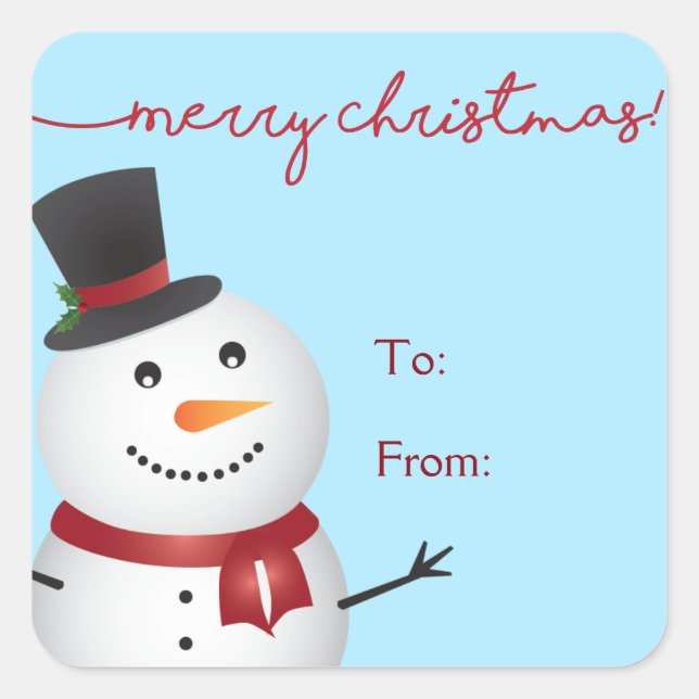 Snowman Holiday Stickers with Merry Christmas (Front)