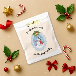 Snowman Holly We Wish You Joy Holiday Favour Bags
