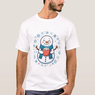 Snowman Hot Cocoa Cute Christmas Art T-Shirt