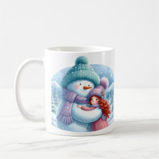 Snowman hugging a Girl in a Winter Wonderland Coffee Mug