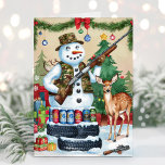 Snowman Hunter Funny Redneck Christmas Card<br><div class="desc">Whimsical watercolor redneck snowman Christmas card. Personalise with your own greeting text.</div>