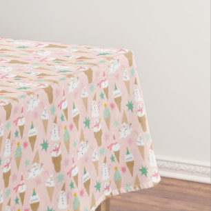 Snowman Ice Cream Cones Christmas Pattern Tablecloth