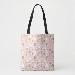 Snowman Ice Cream Cones Christmas Pattern Tote Bag