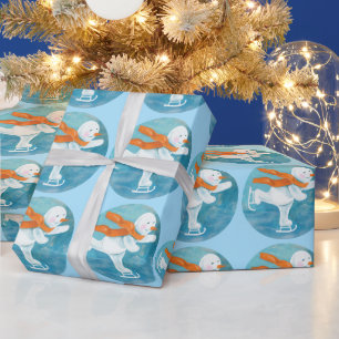 Snowman Ice Skater  Wrapping Paper