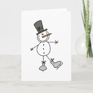 Snowman Ice Skating Holiday Card