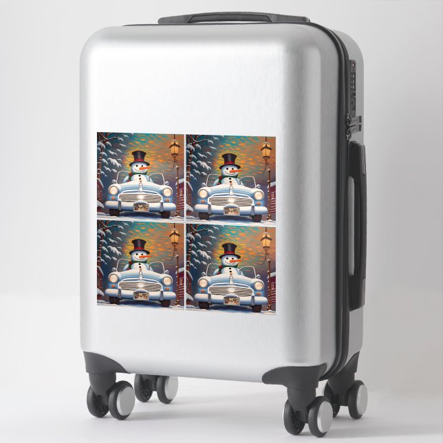 Snowman in a convertible car (Suitcase)