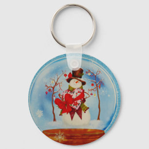 Snowman in a Snow Globe Key Ring