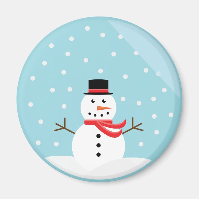 Snowman in a Snow Globe Magnet - Customised (Front)