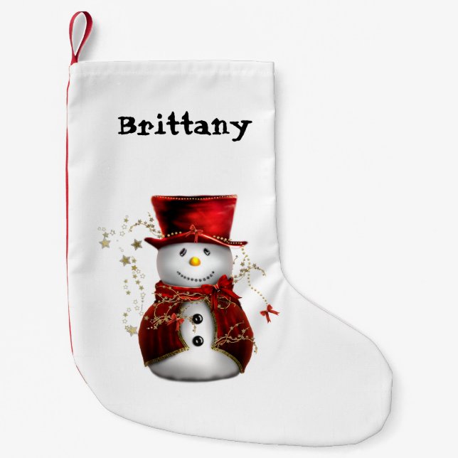 Snowman in a Top Hat Christmas Stocking (Front)