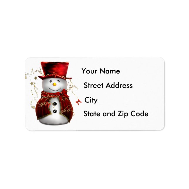 Snowman in a Top Hat Return Address Label (Front)