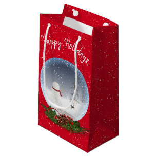 Snowman In Christmas Snow Globe Small Gift Bag