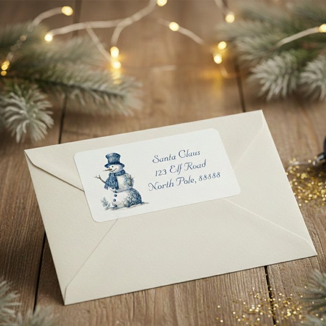 Snowman in Delft Blue customisable Label (Creator Uploaded)