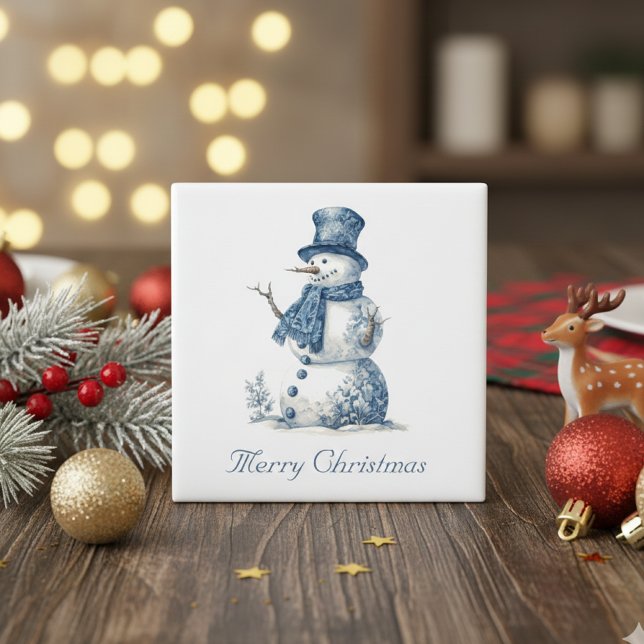 Snowman in Delft Blue, customisable Magnet (Creator Uploaded)