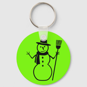 snowman in fluorescent green key ring