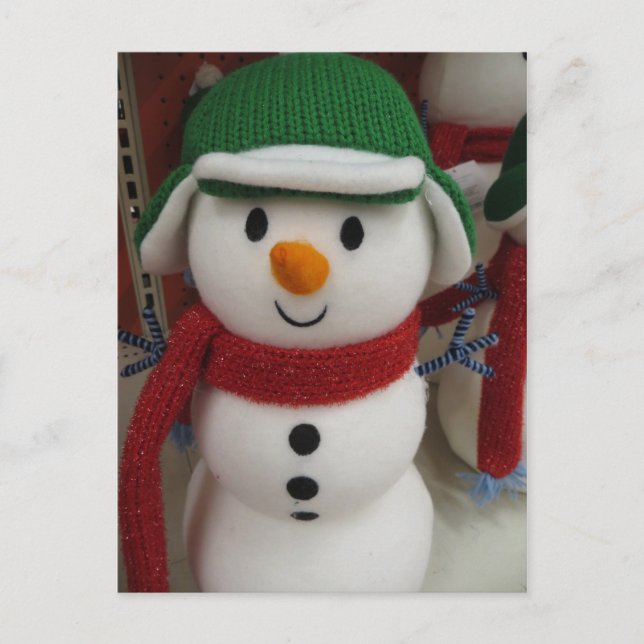 Snowman In Green Hat Postcard (Front)