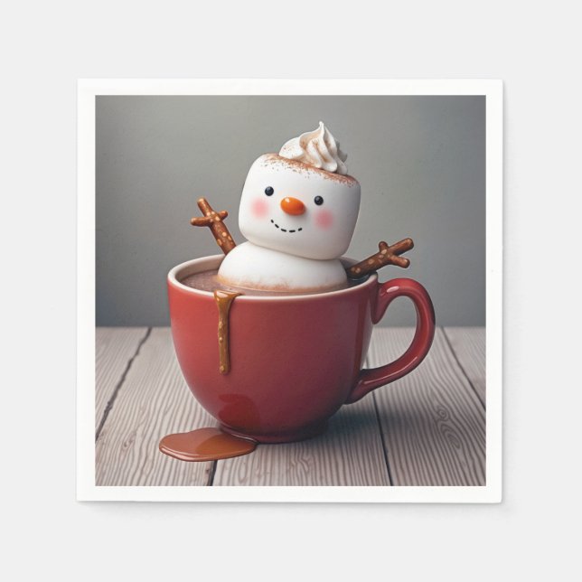 Snowman In Hot Chocolate Napkin (Front)