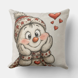 Snowman in love cushion