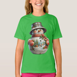 Snowman in Red Scarf, Christmas, Author Natasha U T-Shirt