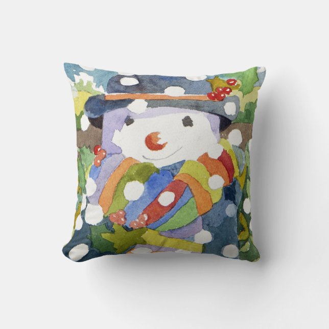 Snowman in snow 2011 cushion (Front)