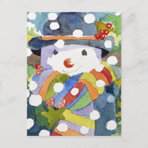 Snowman in snow 2011 postcard