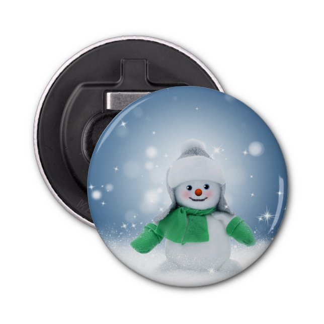 Snowman In Snow Bottle Opener (Front)