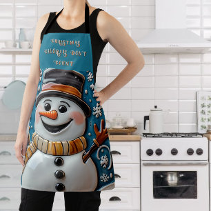 Snowman in Snow Christmas Apron