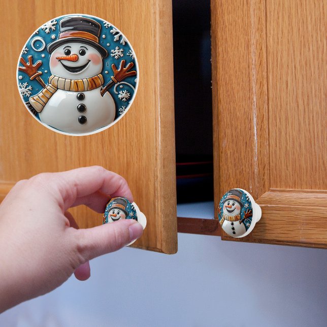 Snowman in Snow Christmas  Ceramic Knob (Creator Uploaded)