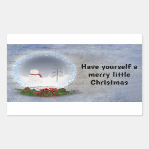 Snowman in Snow Globe   Rectangular Sticker