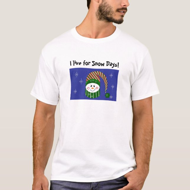 Snowman in Striped Hat T-Shirt (Front)
