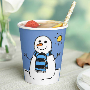 Snowman in Sunshine Paper Cups