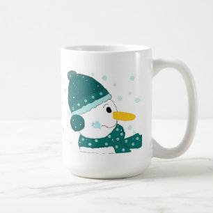 Snowman in Teal Hat and Scarf Coffee Mug