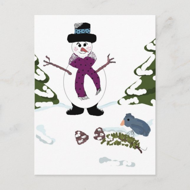 Snowman in the Forest Postcard (Front)