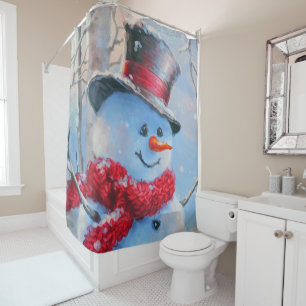 Snowman in the Woods Shower Curtain