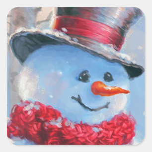Snowman in the Woods Square Sticker
