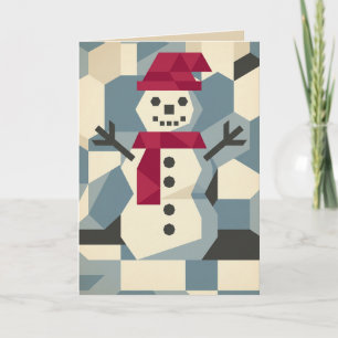 Snowman in Vector Block Christmas Card