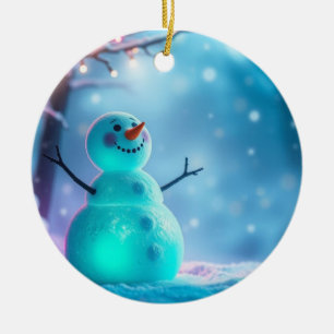 Snowman in Winter Wonderland Ceramic Tree Decoration