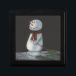 Snowman Jewellery Box<br><div class="desc">This Snowman Jewellery Box features a coloured pencil drawing print of a snowman at night.</div>