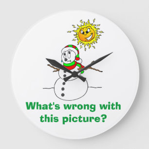Snowman Joke What's Wrong With This Picture Large Clock