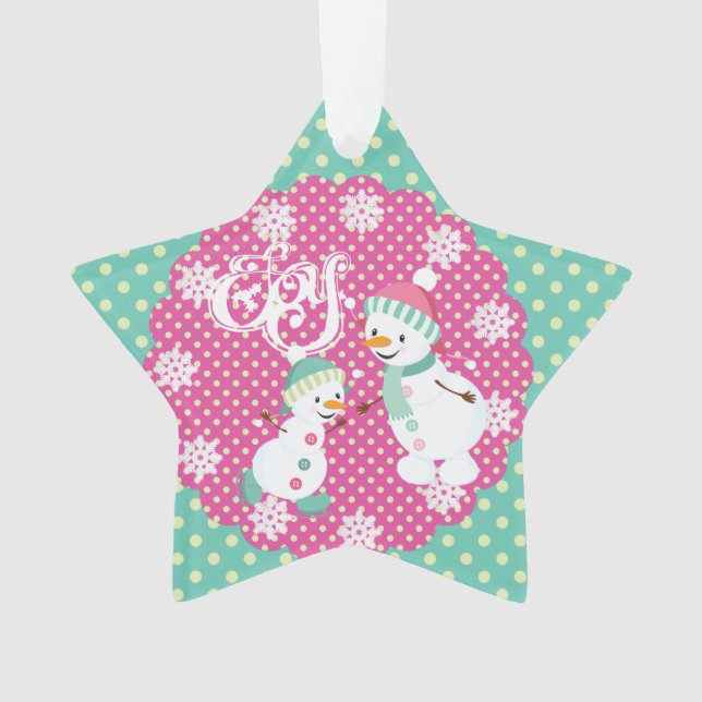 Snowman Joy Holiday Star Acrylic Ornament (Front)